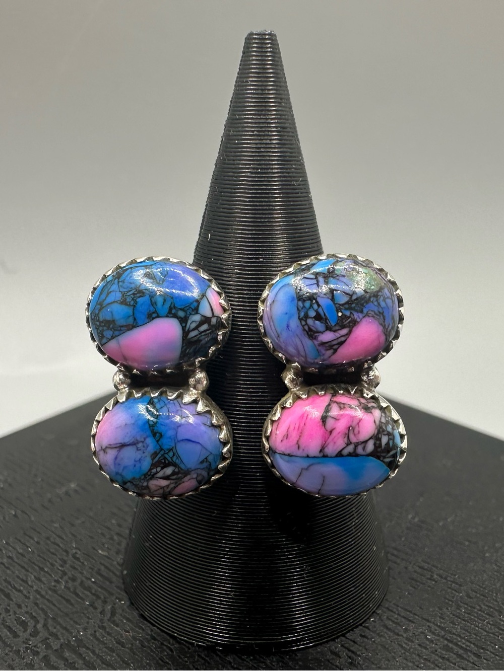 Monarch Dahlia Turquoise 925 Sterling Silver Adjustable Floater Bypass Ring